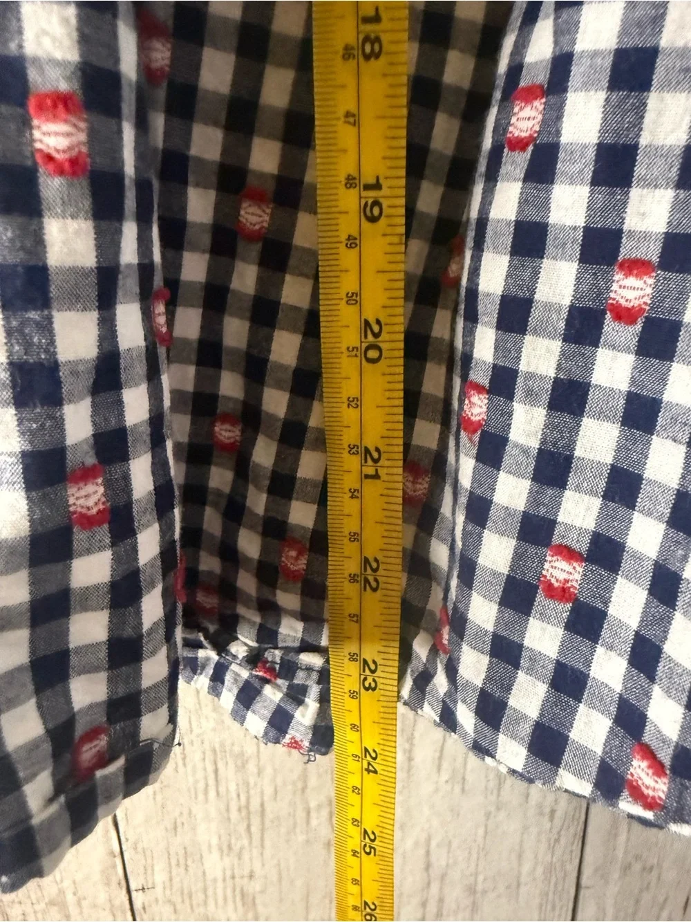 Maeve navy gingham skirt with red accents. Size M